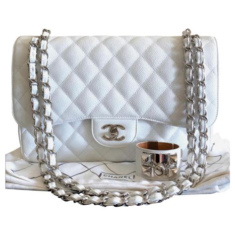 chanel classic bag white|classic chanel bag price.